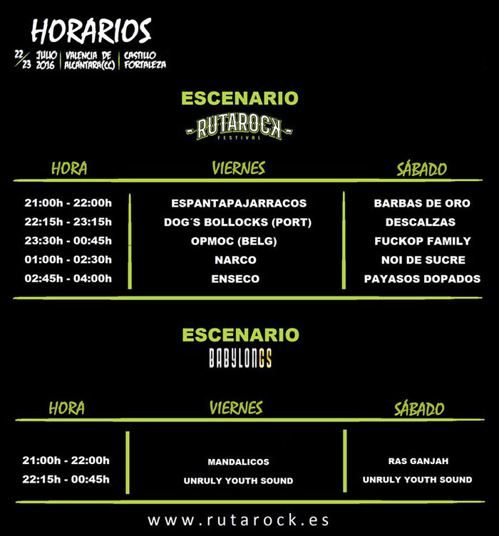 Horarios Festival